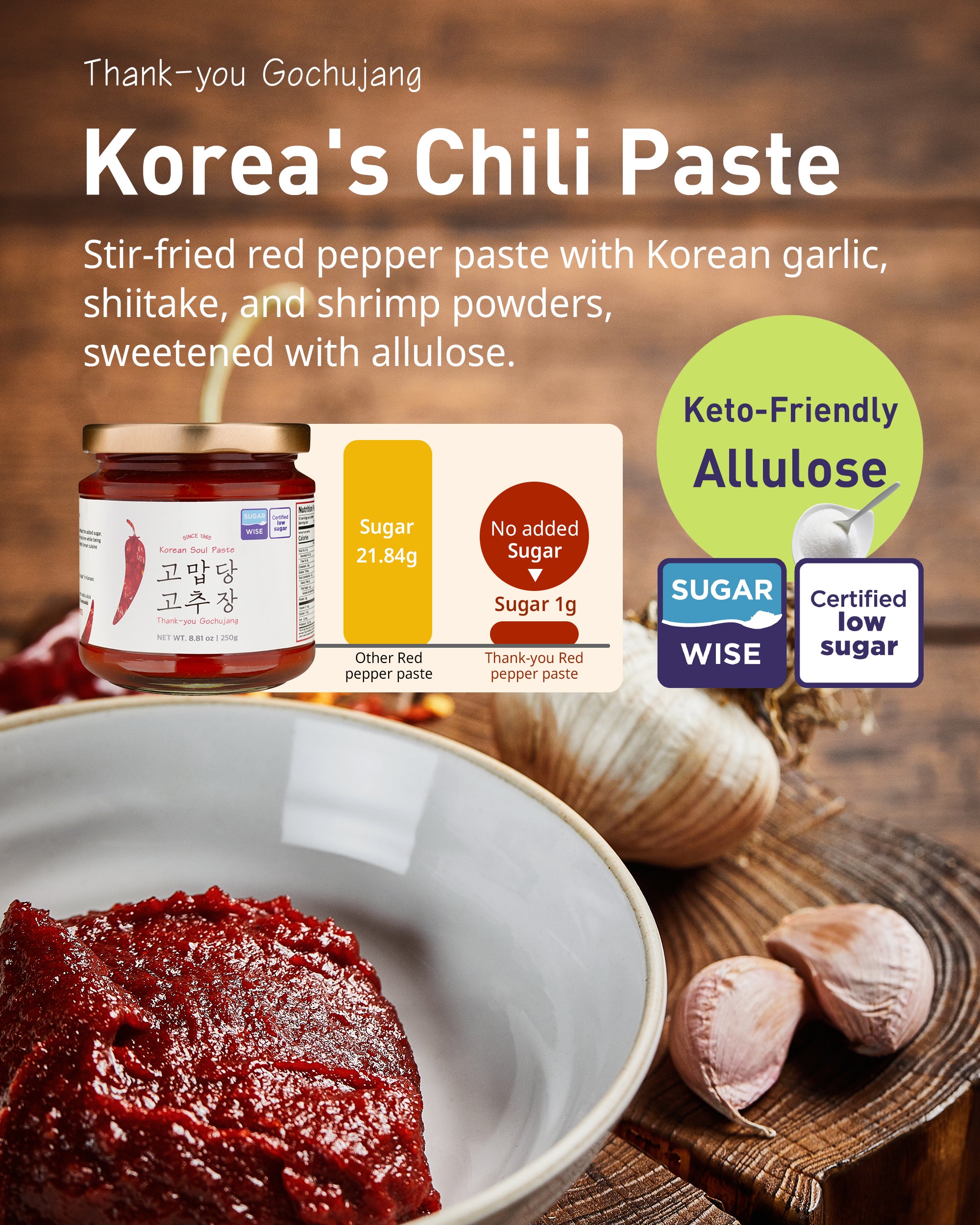 Thank-you Gochujang Sugar-Free, Korean Chili Paste with Allulose