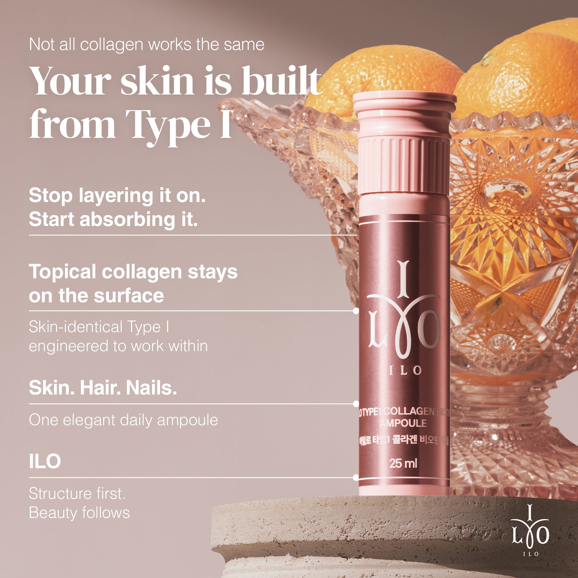 ILO Type 1 Liquid Collagen Drink 14 Bottles – 3,000mg Marine Collagen with Biotin & Ceramide